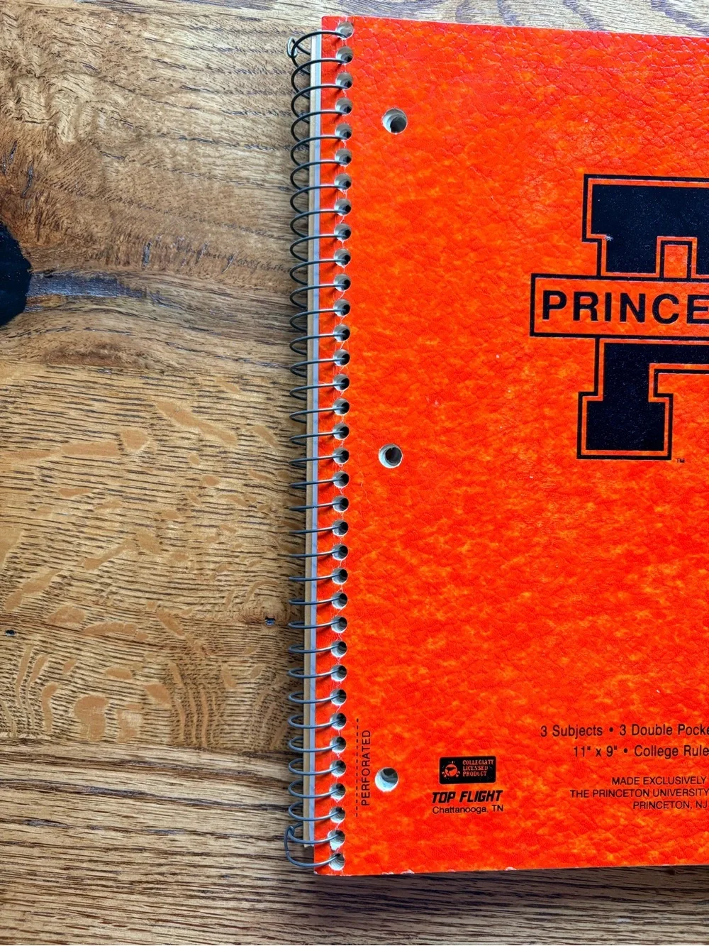 Vintage Princeton Spiral College- Ruled 3 Subject Notebook in Orange- Top Flight
